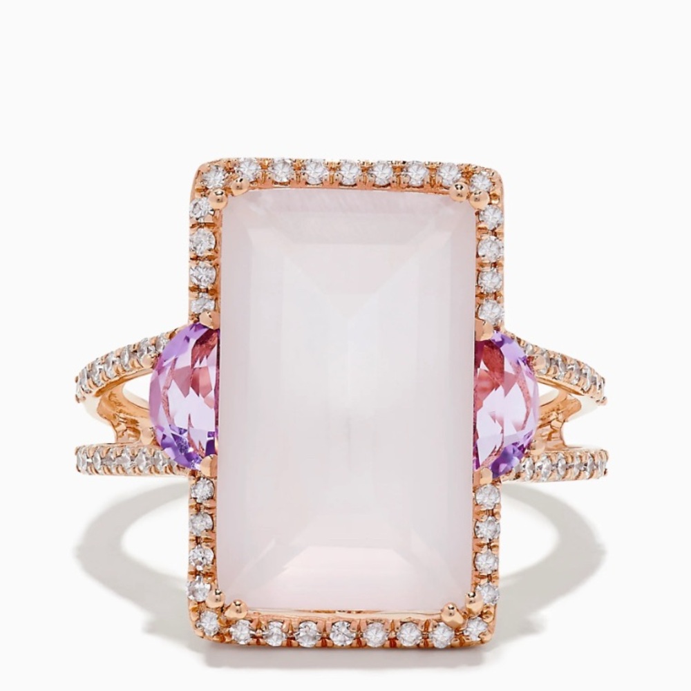 Effy 14 Karat Rose Gold, Emerald Cut Rose Quartz, and Pink Amethyst - Picture 3 of 4